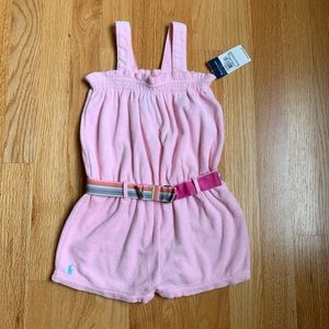 NWT Ralph Lauren Pink Terry Romper. Size 24M.